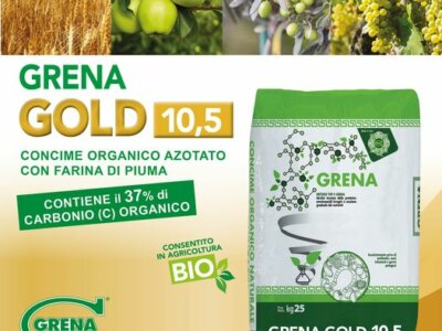 NOVITA': GRENA GOLD 10,5 nuovo concime organico con solo farina di
